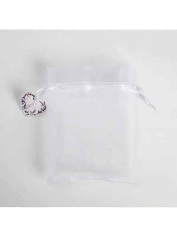 Мешочек подарочный органза белый &laquo;Лаванда&raquo;, с шильдиком, 10 х 12 см +/- 1.5 см