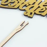 Топпер для торта деревянный &laquo;С Днём Рождения&raquo;, золотой, 14.3&times;5 см