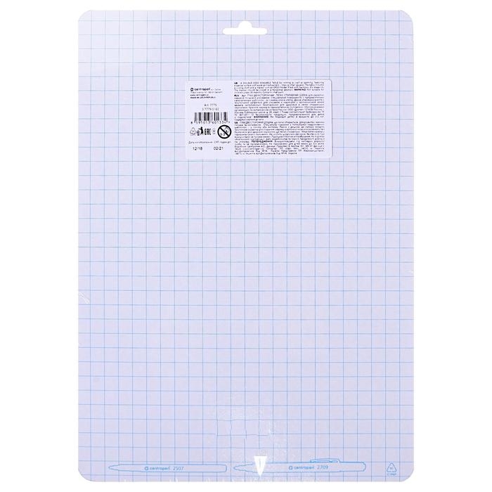 Доска маркерная A4 двусторонняя: без рисунка/клетка Centropen + маркер, салфетка 7779 Доска маркерная A4 двусторонняя: без рисунка/клетка Centropen + маркер, салфетка 7779
