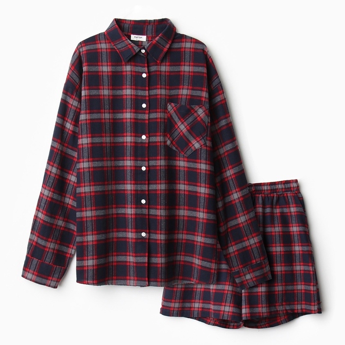 Пижама женская (рубашка и шорты) KAFTAN размер 40-42, синий Пижама женская (рубашка и шорты) KAFTAN размер 40-42, синий