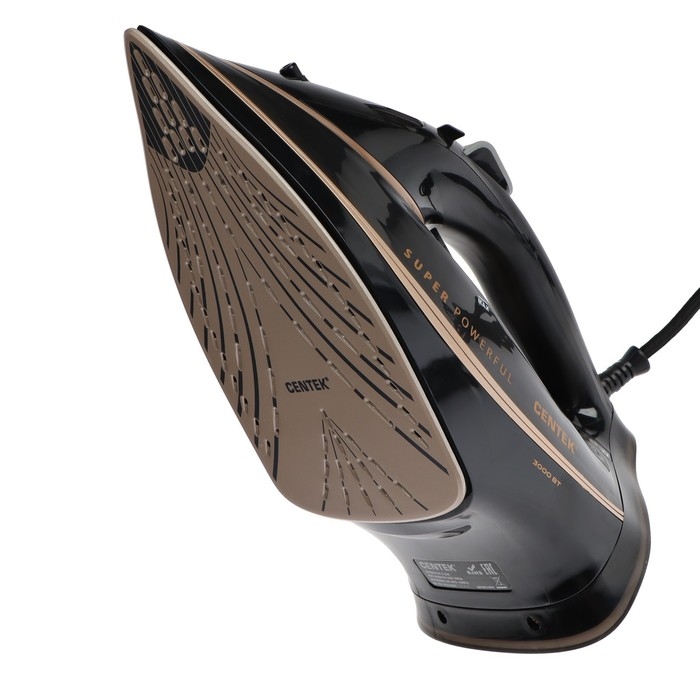 Утюг Centek CT-2346, 3200 Вт, керамика, 380 мл, капля-стоп, пар. удар, черно-золотистый Утюг Centek CT-2346, 3200 Вт, керамика, 380 мл, капля-стоп, пар. удар, черно-золотистый