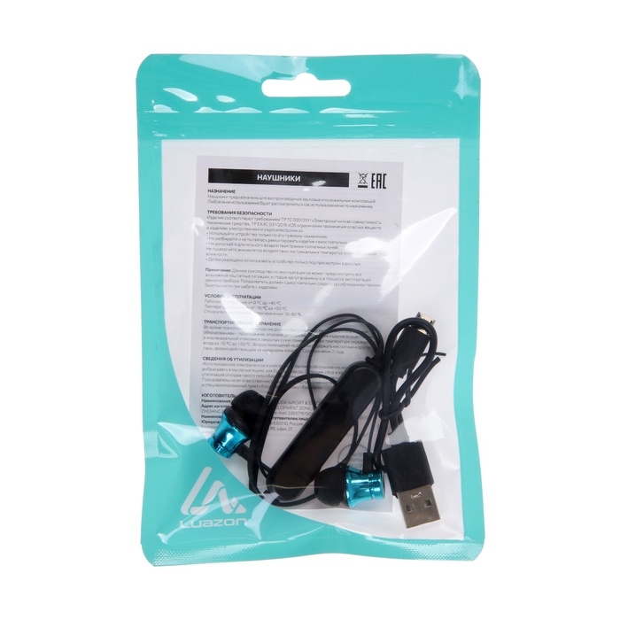 Наушники Luazon T11, беспроводные, вакуумные, ВТ 4.1, микрофон, 80 мАч, голубые Наушники Luazon T11, беспроводные, вакуумные, ВТ 4.1, микрофон, 80 мАч, голубые