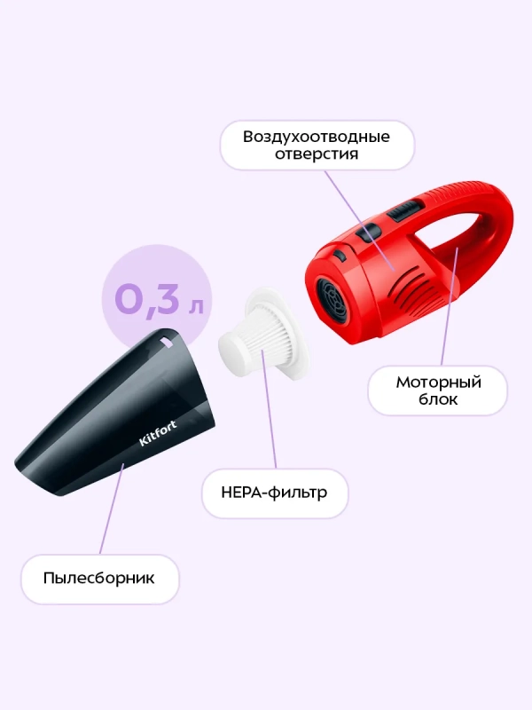 Ручной автомобильный пылесос КТ-5313 - 60 Вт