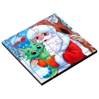 Пазл для детей деревянный на новый год &laquo;Дед Мороз и дракоша&raquo;