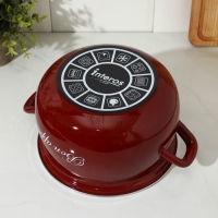 Кастрюля эмалированная, &laquo;Бордо&raquo;, 4 л, стеклянная крышка, индукция, цвет бордовый