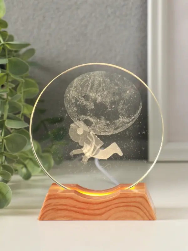 Сувенир стекло свет "Диск. Открытый космос" 5хLED d=10 см, USB 10х4х11,4 см