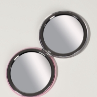 Зеркало складное &laquo;Цветы&raquo;, d = 7,2 см, с увеличением, цвет белый/фиолетовый