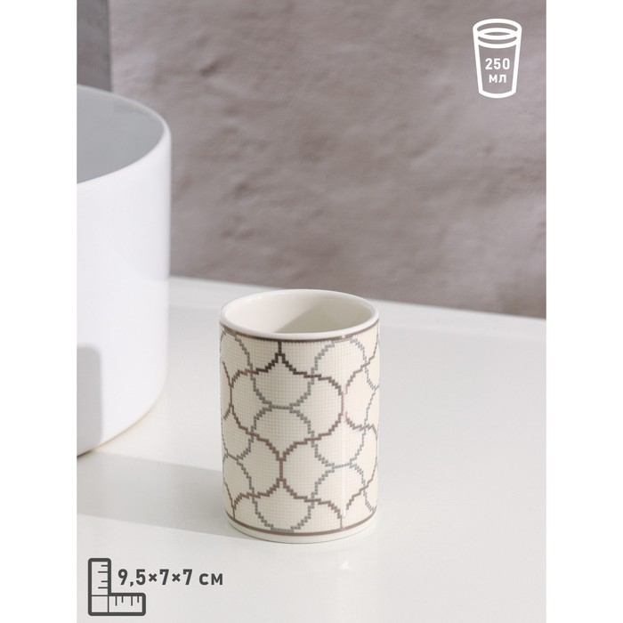 Набор аксессуаров для ванной комнаты Доляна &laquo;Сицилия&raquo;, 3 предмета (дозатор 350 мл, мыльница, стакан)