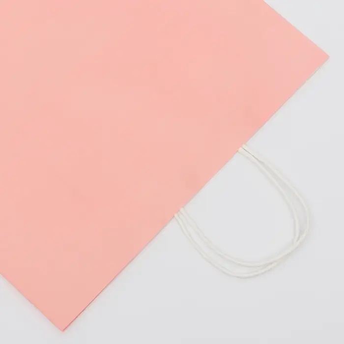 Пакет крафт нежно - розовый, круглая ручка, 32&times;19.5&times;37 см, 120 г