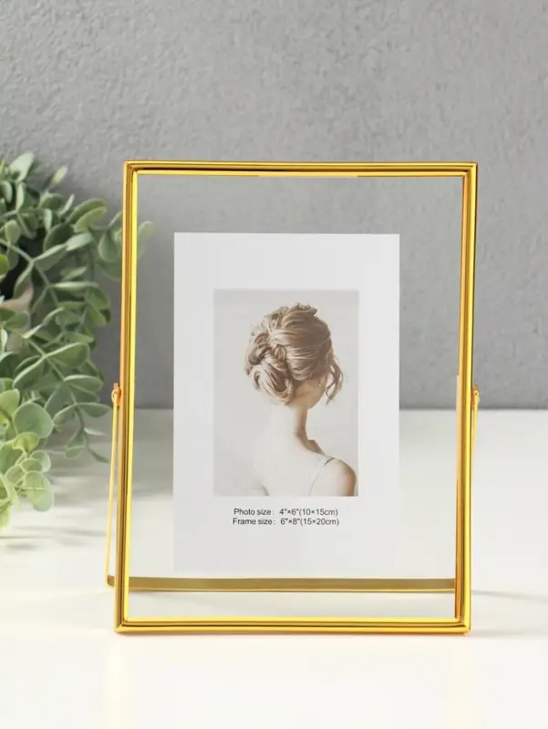 Фоторамка металл на 1 фото 15х20 см "Лофт" золото гальваника 1,2х16,5х21,8 см