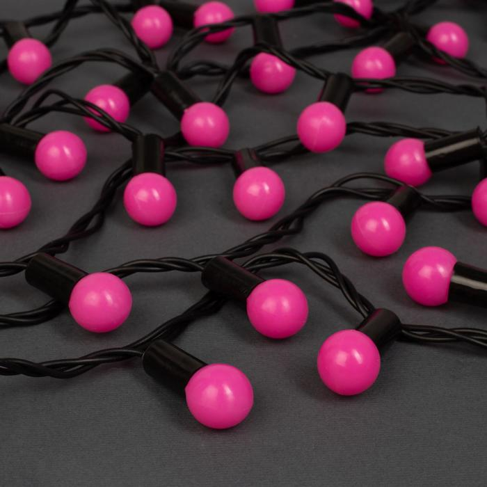 Гирлянда «Нить» 20 м с насадками «Шарики 1.5 см», IP44, тёмная нить, 200 LED, свечение розовое, 8 режимов, 220 В Гирлянда «Нить» 20 м с насадками «Шарики 1.5 см», IP44, тёмная нить, 200 LED, свечение розовое, 8 режимов, 220 В