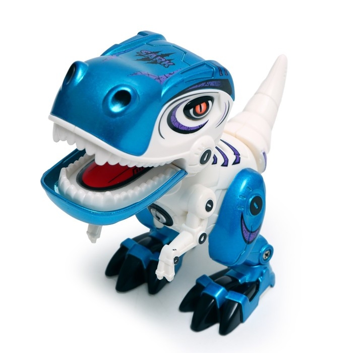 Робот «Динозавр Динобот», интерактивный: реагирует на касания, световые и звуковые эффекты, на батарейках, белый Робот «Динозавр Динобот», интерактивный: реагирует на касания, световые и звуковые эффекты, на батарейках, белый