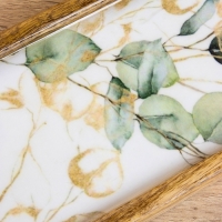 Набор розеток на подносе "Листья" (3 шт) дерево манго 33,5х13х6,5 см