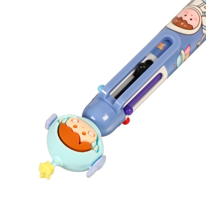 Ручка шариковая 6-цветная "Космонавт", 0,5мм, штрихкод на штуке, микс