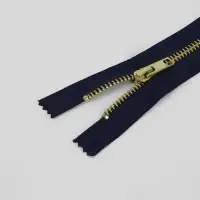 Молния металлическая, №5, неразъёмная, джинсовая, замок автомат, 18 см, тёмно-синяя