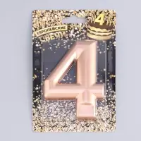 Свеча для торта &laquo;Европейская ГИГАНТ&raquo;, цифра 4, 7 см, розовое золото