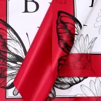 Пленка для цветов, &laquo;Бабочки&raquo;, красный, 57&times;57&plusmn;1 см