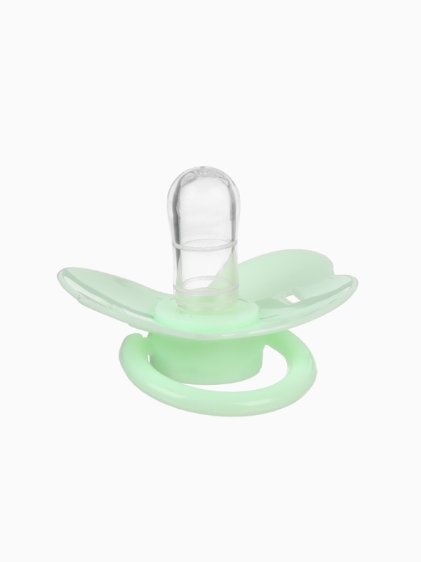 Пустышка классическая, с держателем, +0мес., цвет зеленый/желтый