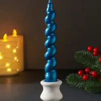 Свеча витая "LUXURY" 25*180 мм, лакированная, синяя