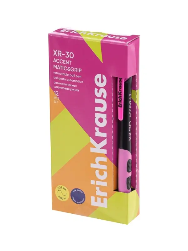 Ручка шариковая автоматическая, ErichKrause XR-30 Matic&Grip Accent, 0.7 мм, резиновый держатель, синяя