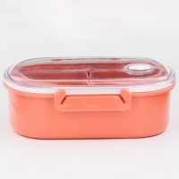 Ланч бокс в школу, контейнер для еды "Эйлайт", 640 мл, с приборами, 18.5 х 14 х 6.3 см, розовый 9177