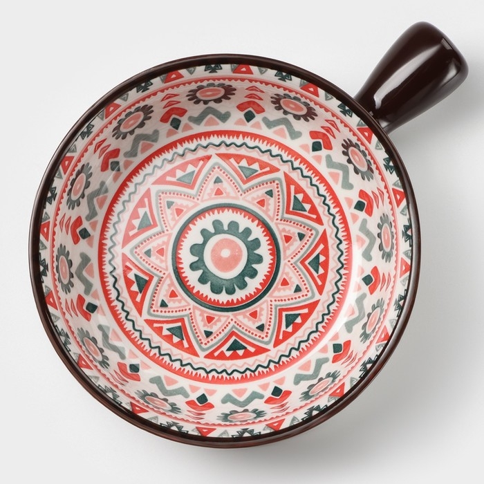 Кокотница керамическая &laquo;Узоры&raquo;, 550 мл, цвет белый