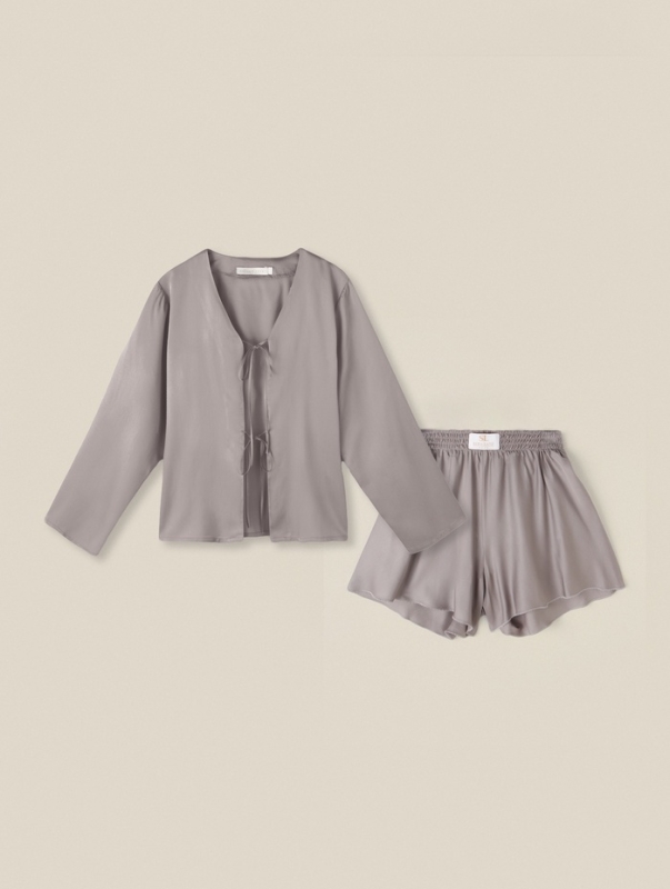 Костюм домашний (рубашка и шорты)  SL HOME р. XL, серо-бежевый