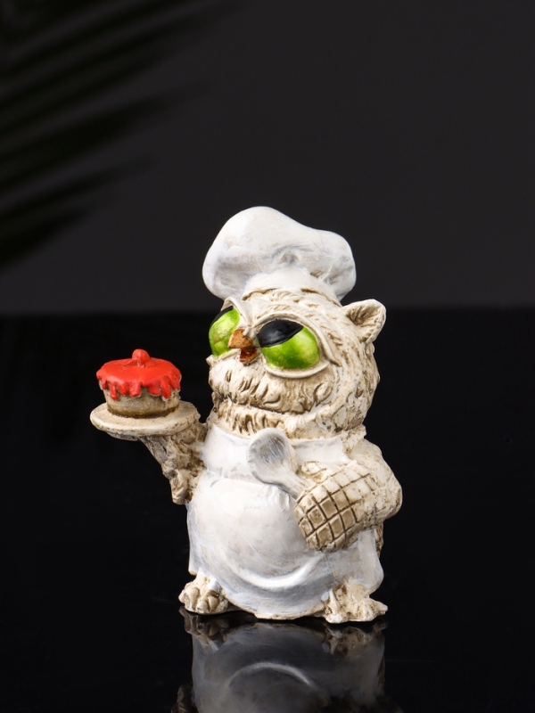 Набор фигур "4 совы на подносе" размер 20х10х10 см, бежевый