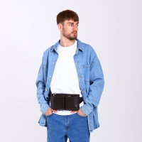 Сумка поясная на молнии, 2 наружных кармана, цвет коричневый