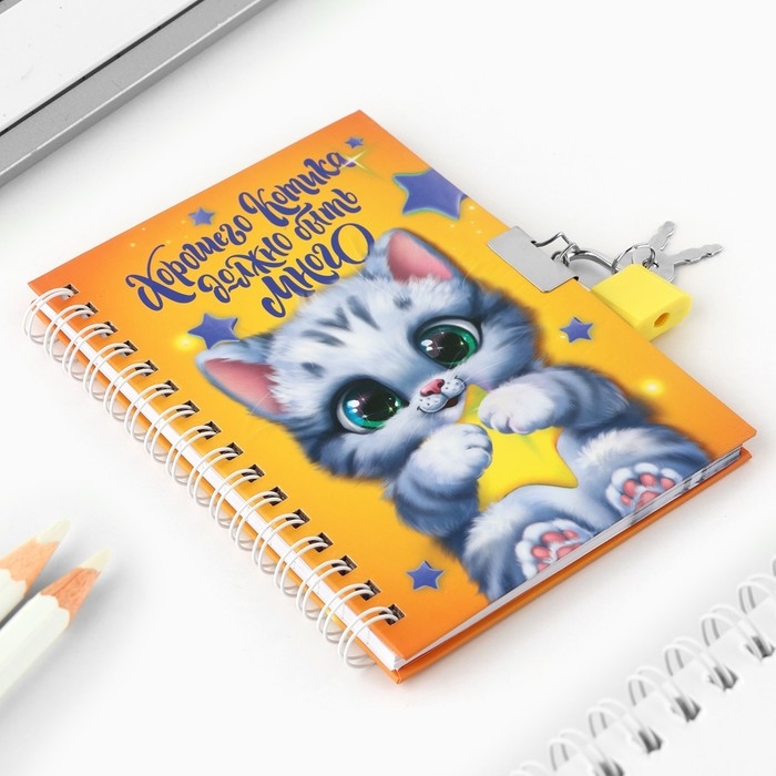 Записная книжка на замочке &laquo;Хорошего котика должно быть много&raquo;, 50 листов.