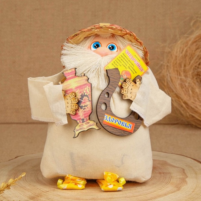 Оберег-домовой Оберег-домовой "Андрейка с самоваром и подковой" 20х16х13 см МИКС