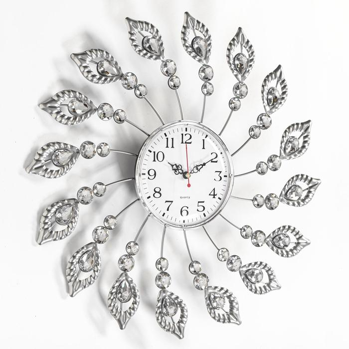 Часы настенные, интерьерные, большие"Перья", бесшумные, d-38 см, циферблат d-13 см