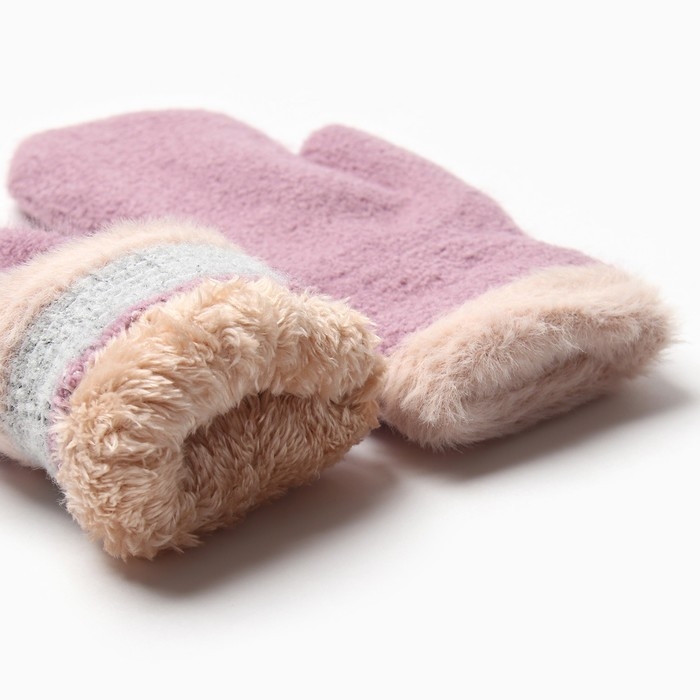 Варежки женские на иск.меху MINAKU опушка 22 см сиреневый Варежки женские на иск.меху MINAKU опушка 22 см сиреневый