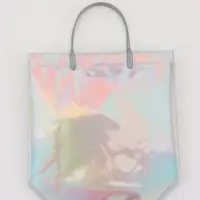 Пакет подарочный ПВХ, голография, серебро, пластиковая ручка, 26&times;22.5&times;10 см