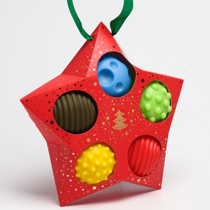 Подарочный набор развивающих, тактильных мячиков Крошка Я &laquo;Волшебная звезда&raquo; 5 шт., цвет красный