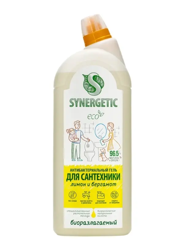 Средство для сантехники Synergetic "Кристальная Чистота",Лимон и бергамот 1,5 л