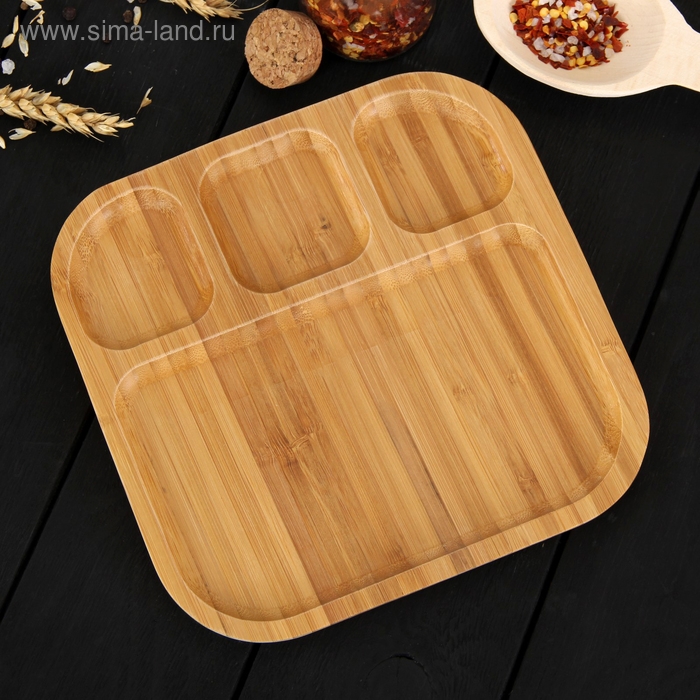 Менажница Доляна Striata, 4 секции, 20&times;20&times;1,5 см