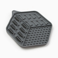 Лизательный коврик - миска для медленного кормления, серый, 18,5 см х 16 см