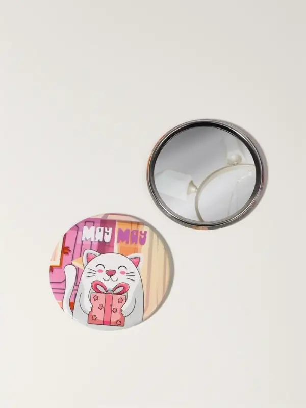 Зеркало карманное &laquo;Котик&raquo;, d=7 см, разноцветное