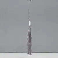 Подвеска текстиль, пластик "Кисть. Лотос" серая 1,2х2,7х14,5 см