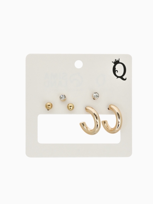 Набор серьги 3 пары &laquo;Классика&raquo; кольца, цвет золото