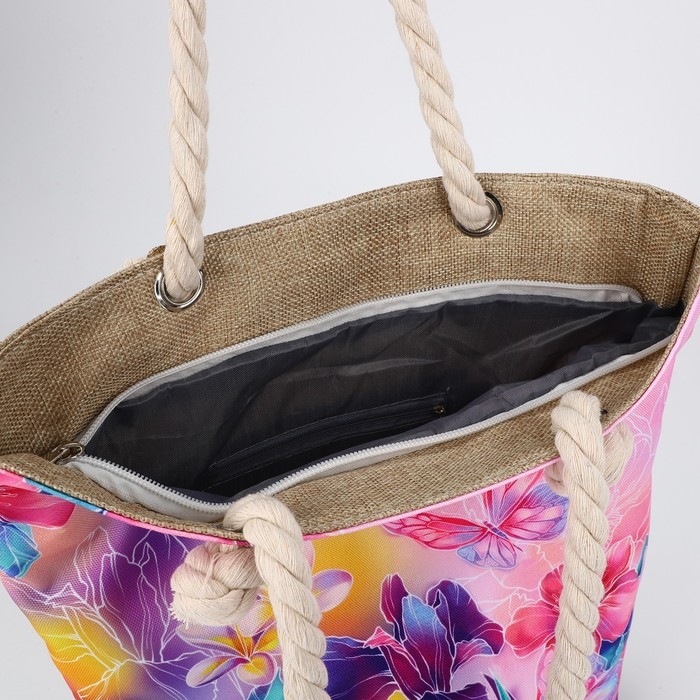 Сумка женская пляжная Сумка женская пляжная "Цветы", 35х40 см