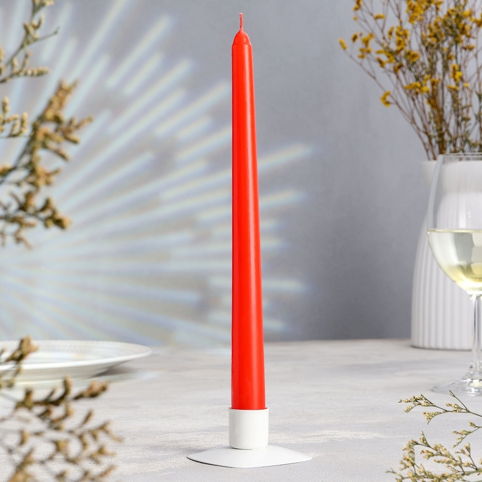 Свеча античная, 2,2х25 см, 4 шт лакированная красная
