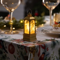 Светодиодная фигура &laquo;Золотистый фонарь с совой&raquo; 5 &times; 12 &times; 5 см, пластик, батарейки AG13х3 (в комплекте), свечение тёплое белое