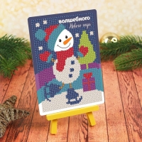 Алмазная мозаика на новый год с частичным заполнением для детей &laquo;Снеговик&raquo;, новогодний набор для творчества