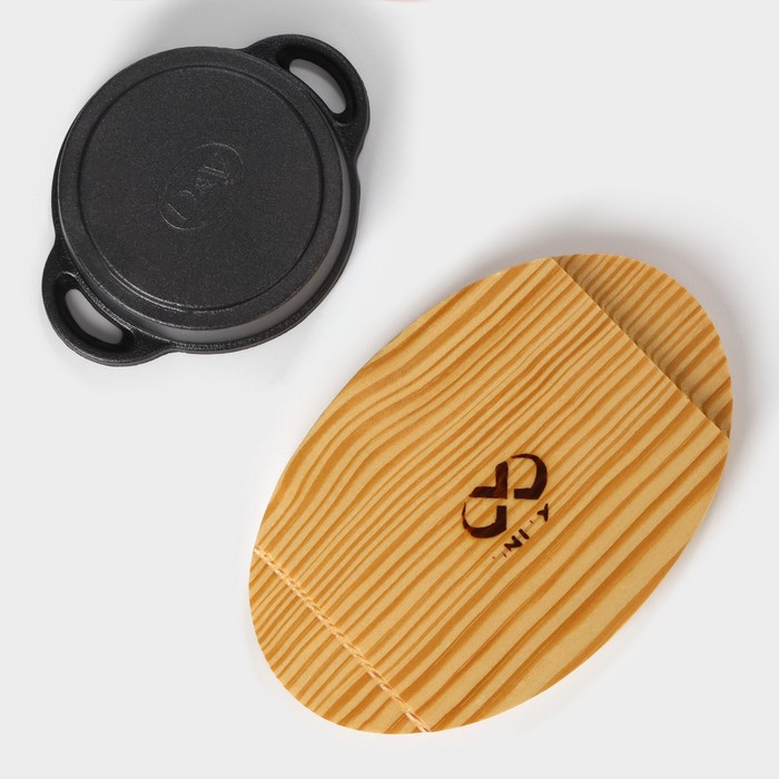 Кастрюля чугунная на подставке Volcano, 13&times;10&times;7,5 см, цвет чёрный