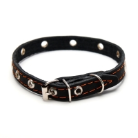 Ошейник кожаный однослойный с рифлеными люверсами, 35х1,2 см, ОШ 10-28 см, безразмерный, микс цветов Ошейник кожаный однослойный с рифлеными люверсами, 35х1,2 см, ОШ 10-28 см, безразмерный, микс цветов
