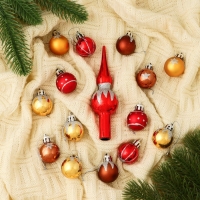 Набор украшений пластик 15 шт "Сочельник" искра, d-3 см, наконечник 13 см Набор украшений пластик 15 шт "Сочельник" искра, d-3 см, наконечник 13 см