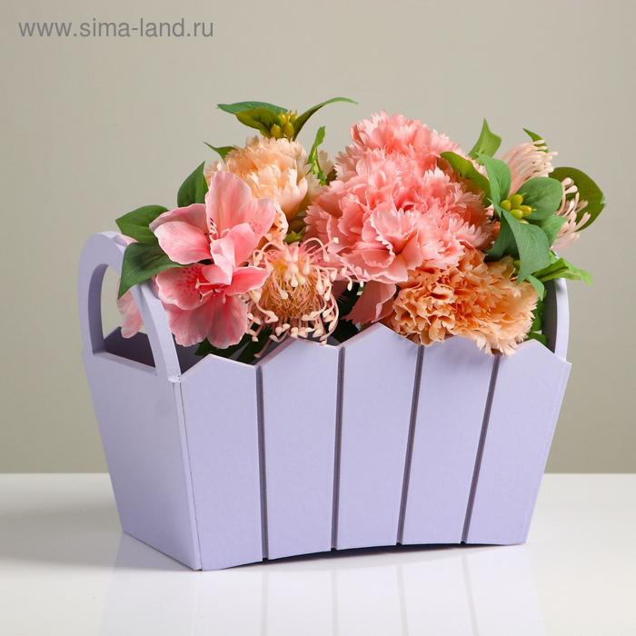 Кашпо деревянное 25×16×17 см Кашпо деревянное 25×16×17 см "Мария", ручки боковые, МДФ, лаванда
