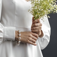 Браслет жемчуг &laquo;Барокко&raquo; с кругом, цвет белый в золоте, L=18 см